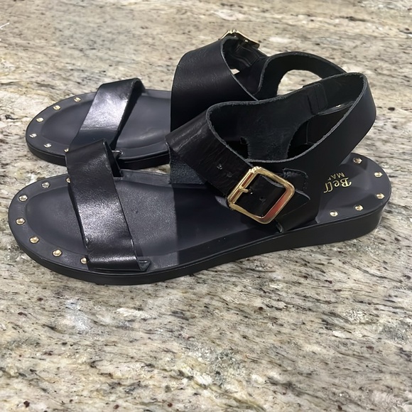 Bella Vita black leather sandals with gold studs - Picture 2 of 3
